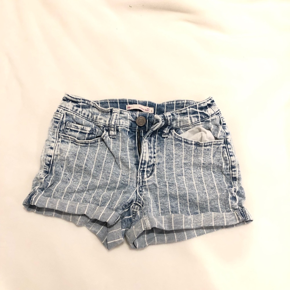 Girl’s Pinstripe Jean Shorts